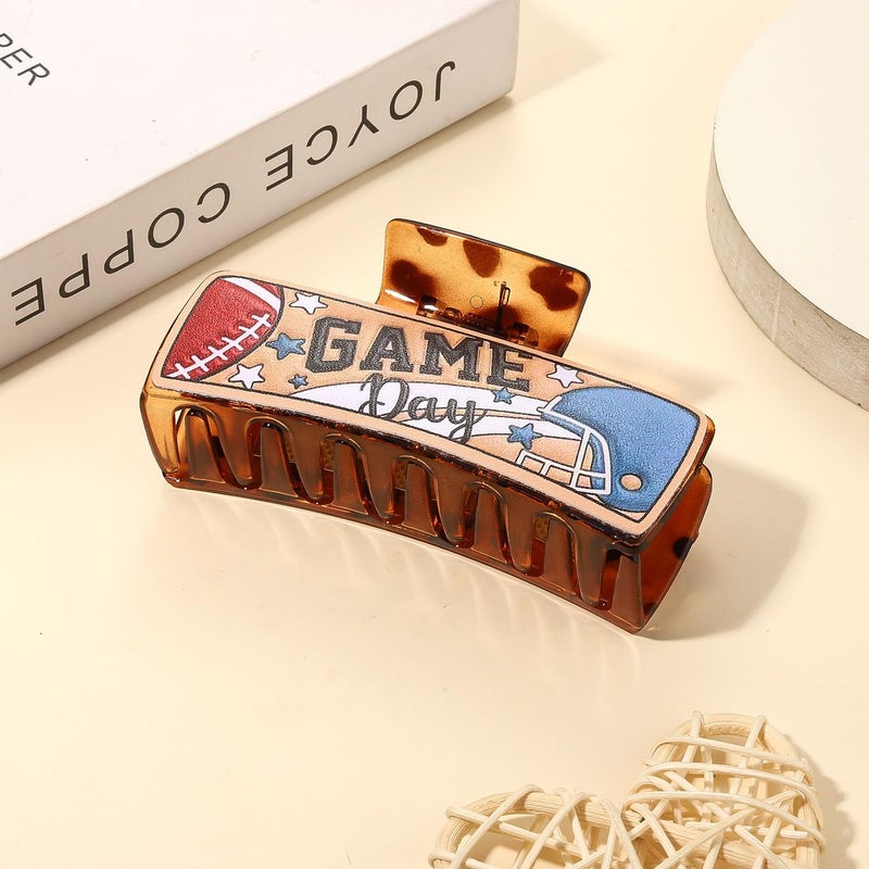YAHPERN Game Day Hair Clips Football Hair Claw Clips for Women Large Nonslip Tortoise Acrylic Hair Claws Game Day Accessories Outfits Sport Team Spirit Day Football Mom Accessories Party Favors Gifts - Image 3